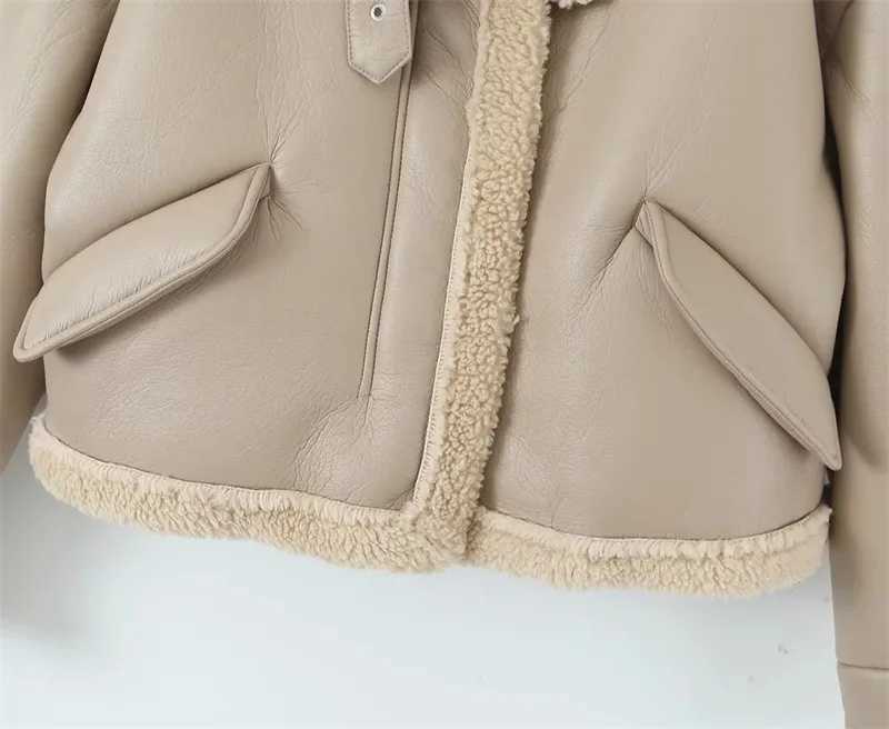 Windbreak Warm Winter Jacket Thicken Turn Down Collar Lamb Wool Coat For Women Winter Parkas Women outwearX241018