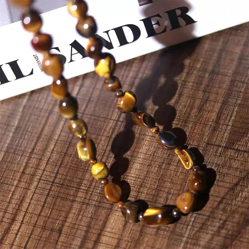 Natural Tiger Eye Stone Irregular Pearl Set Necklace Light yet Exquisite Retro Fashion Freshwater Pearl Bracelet Necklace 241018