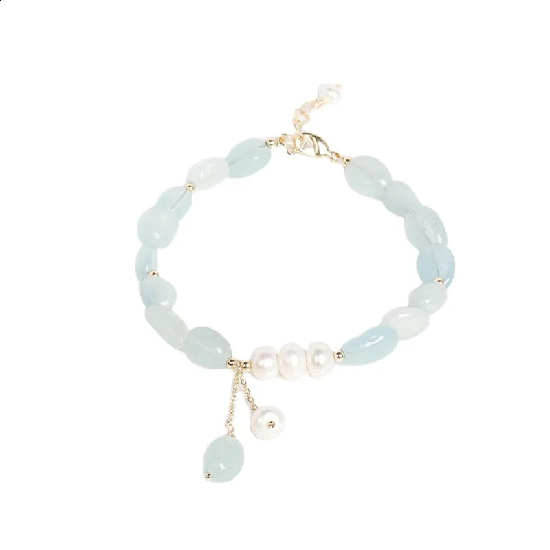 Irregular Natural Sea Blue Gemstone Freshwater Pearl Bracelet Womens Exquisite Jewelry Accessories YBR242 241018