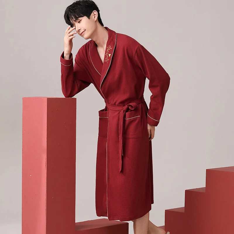 2024 Autumn Couple Long Sleeve 100% Cotton Kimono Robes for Men High Quality Soft Sleepwear Bathrobe Women Homewear Home ClothesXJ241018