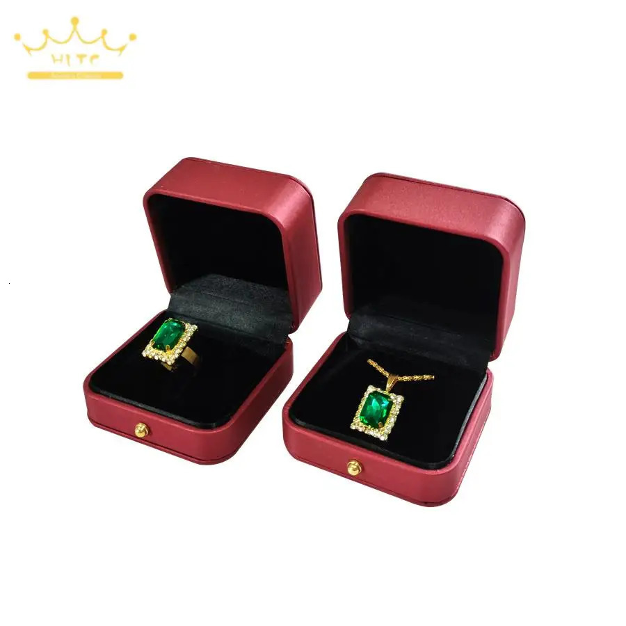 Wine Red Gift Packaging Box Ring Necklace Organizer Case High Grade Leather Jewelry Boxes Wedding Ring Box for Lovers 241007