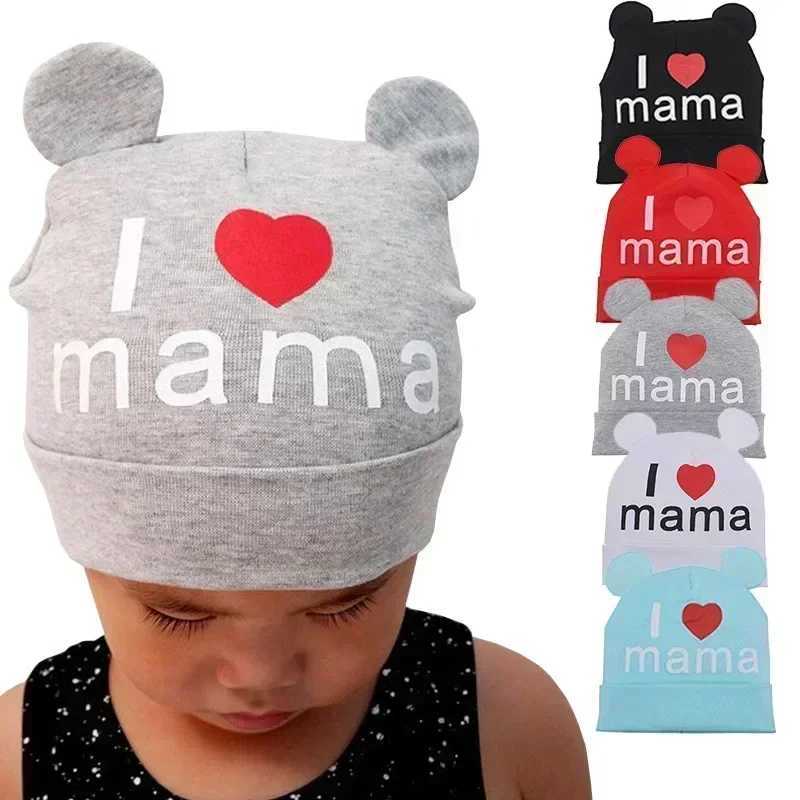 Baby Hat for Boys and Girls Spring Autumn Cute Ears Toddler Hat Infant Cap for Kids Love Papa Mama Print Baby Beanies LX241018