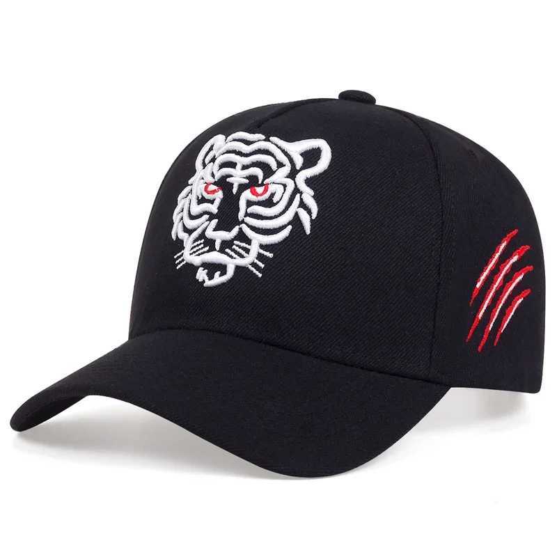 New Cotton Black Tiger Embroidery Baseball Cap Men Women Hip Hop Hat Summer Leisure Trucker Caps Unisex HatsX241018