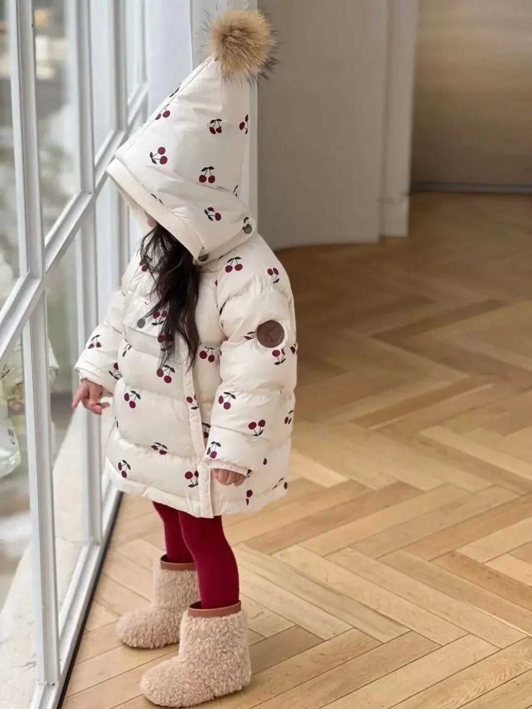 Fashion Durable Cute Girl Elf Hat Cotton Coat Baby Winter Clothing Coat Plush and Thickened M241018