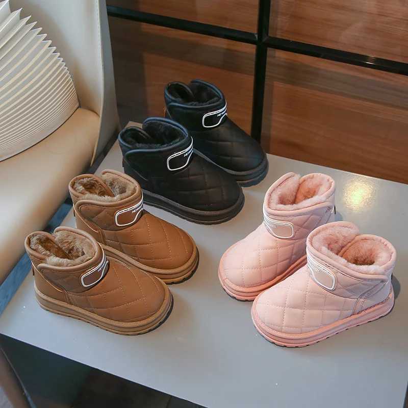 Boots Children Snow Boots for Boys Girls Medium Big Kids Autumn Winter Warm Thermal Thick Plush Cotton Ankle Boots 2024 New Classic H241018