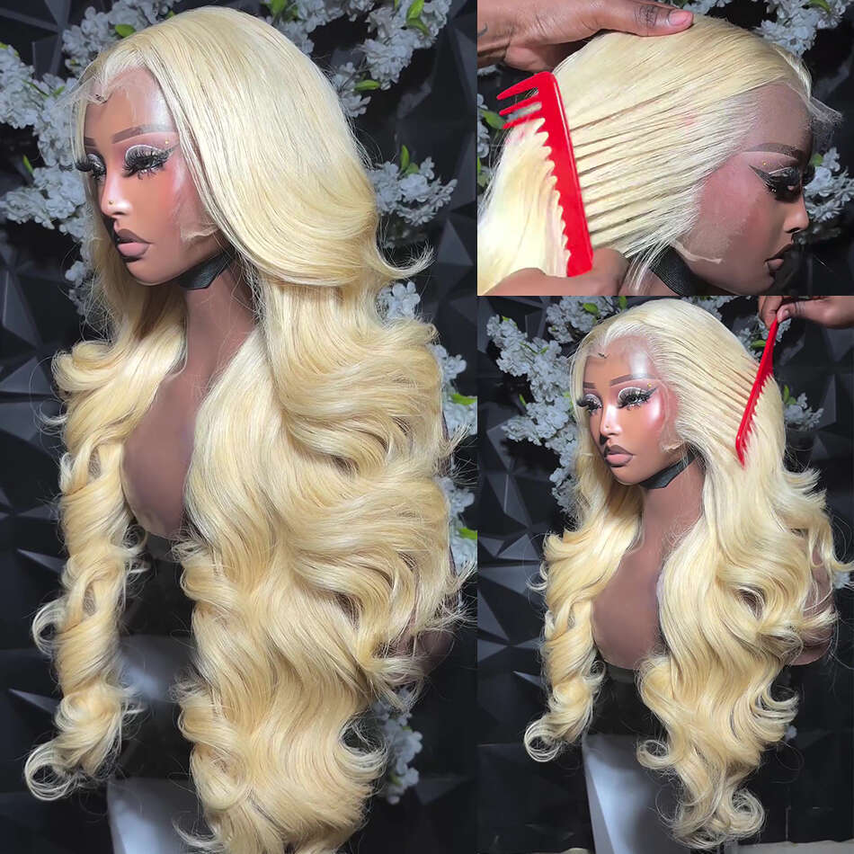Rosabeauty 13x6 Hd Transparent 613 Frontal Wig 250% 13x4 Honey Blonde Color Brazilian Body Wave Lace Front Human Hair Wigs