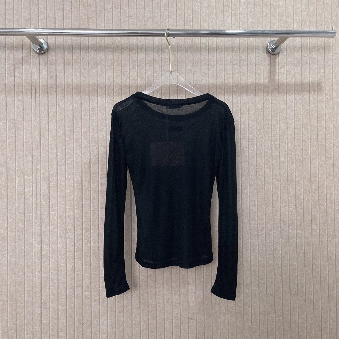 Autumn Womens Tshirt Fashion Versatile Minimalist Transparent Long Sleeve Base 241018
