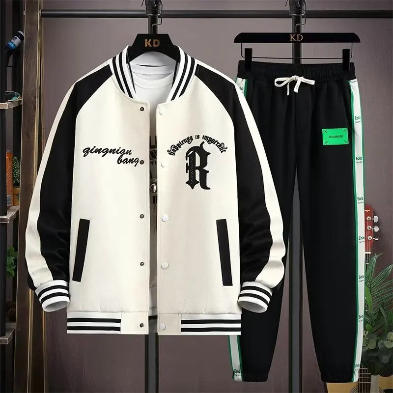 M6XL oversized Jacket Suit Mens Fashion Casual Tracksuits Outdoor Fitness Jogging Sets Sports zipper Sweatshirt Pants 241017