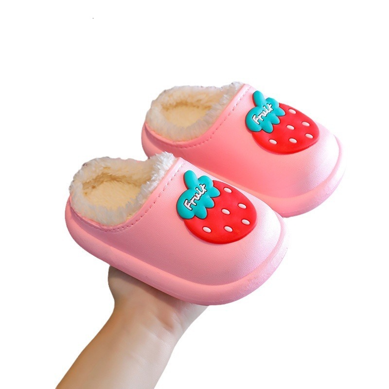 Children's and girls' cotton slippers, waterproof and non slip in autumn and winter, middle-aged and young children, little princesses, cart
