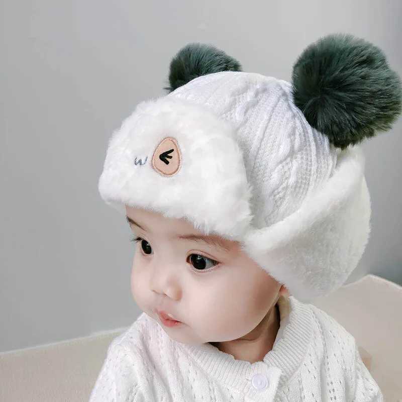 Cute Baby Plush Hat Autumn Winter Warm Cap Infant Boys Girls Bonnet Solid Kids Warm Earflap Hat Toddler Accessories LX241018