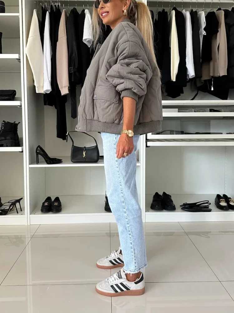 2024 Winter Fashion New Womens Warm Coat Round Neck Single Breasted Cotton Jacket Long Sleeve Casual Style Overcome ClothesX241018