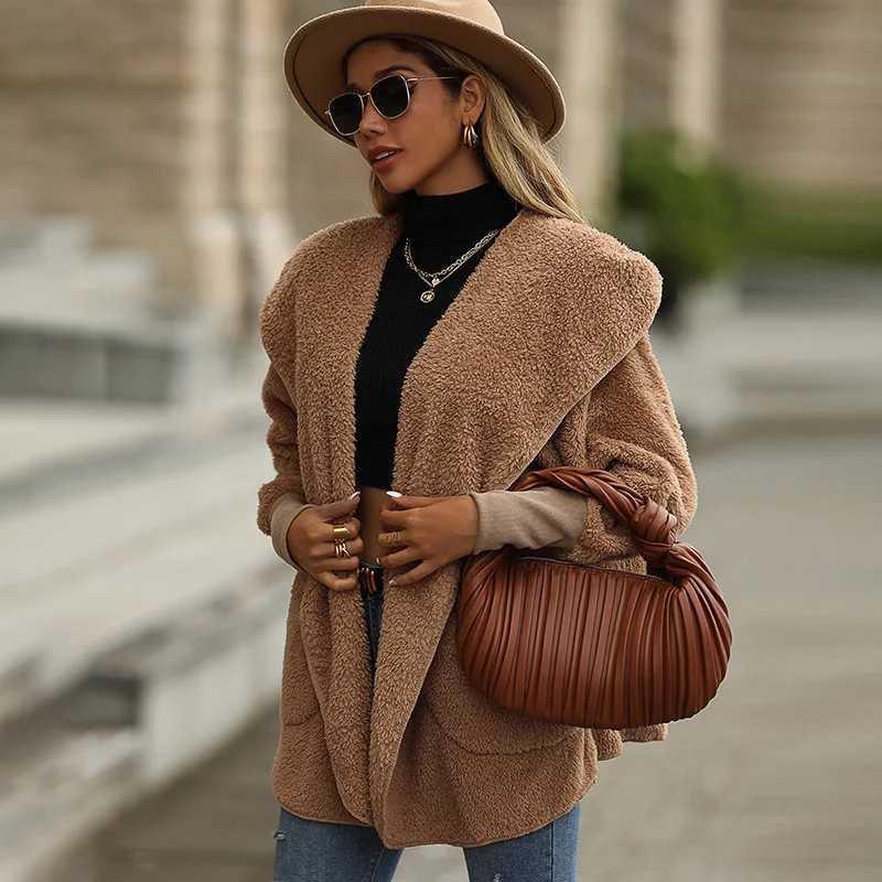 APIPEE 2024 new autumn and winter coat women winter faux lamb wool sheep shearling double-sided cashmere coat womenX241018