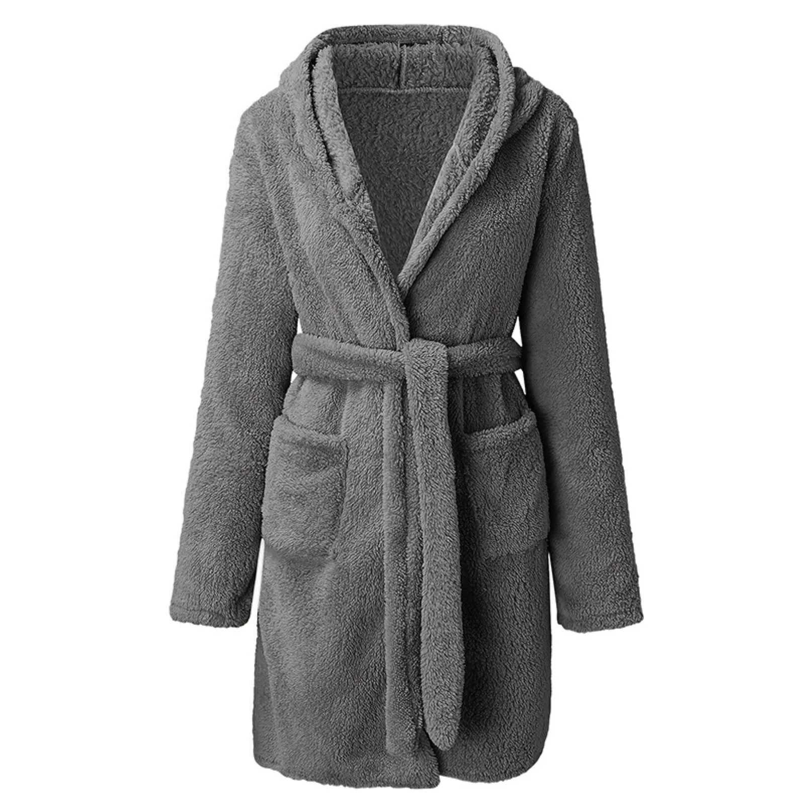 Men Bath Robe Autumn Winter Fluffy Plush Pyjamas Mens Warm Sleepwear Solid Color Gown Warm Bathrobe Male Home ClothingXJ241018