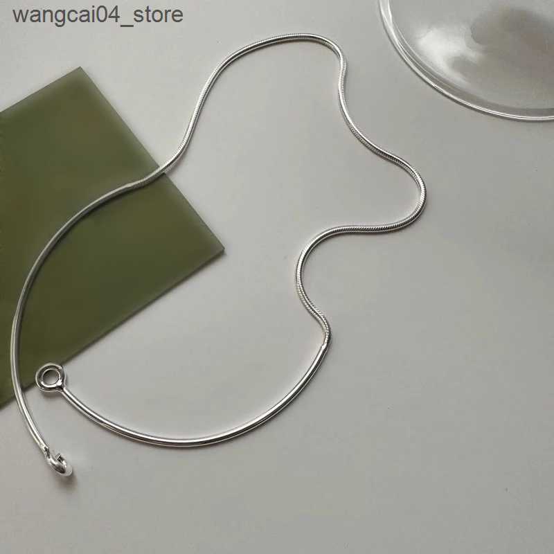 Chokers Ventile 925 pure silver wire geometric hook necklace suitable for womens asymmetrical minimalism suffocating jewelry gift direct shipping L240