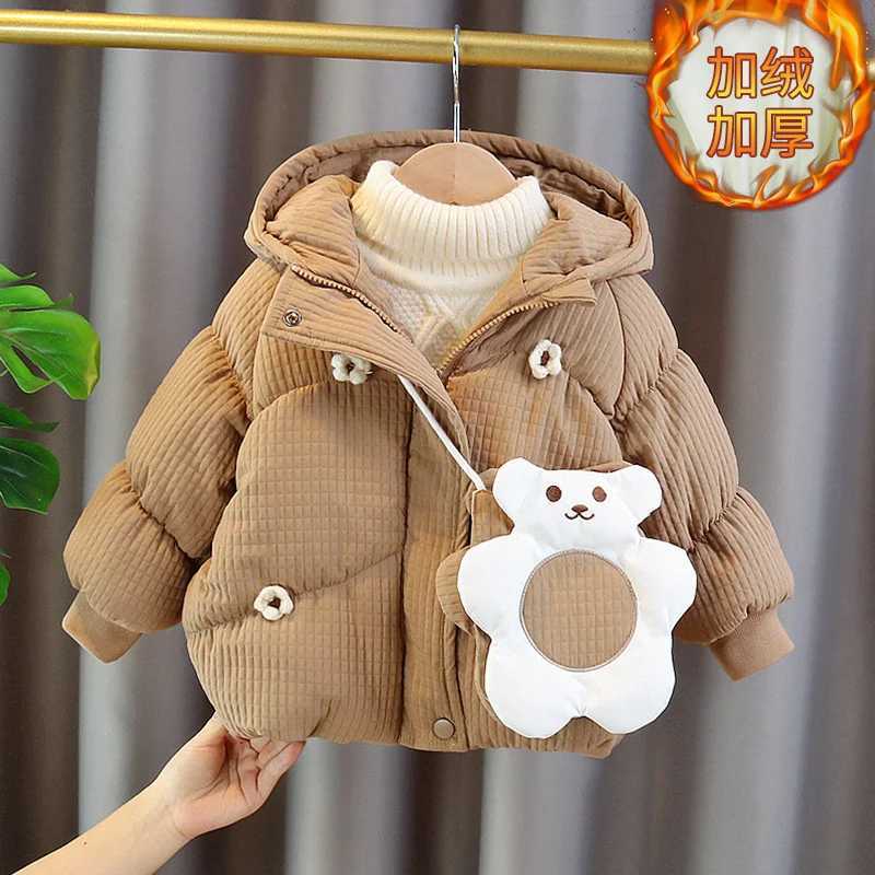 Womens outerwear cotton windproof jacket sweet thick velvet winter skiing suit childrens clothing M241018