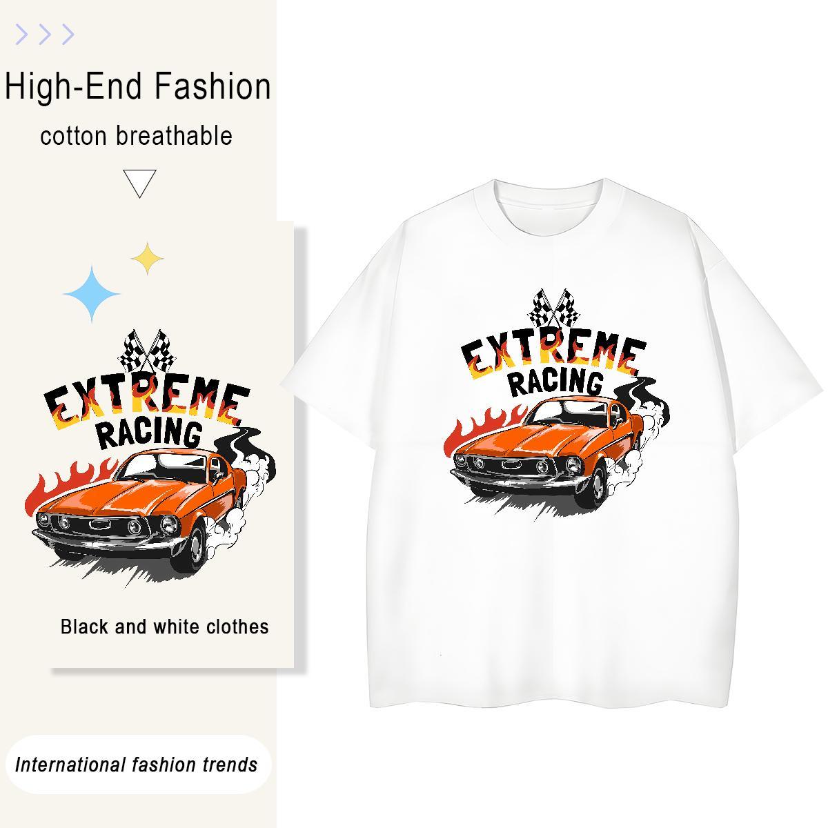 Factory Direct Womens T Shirts 230g Cotton Breathable Short Sleeve Outdoor car Tshirt for Man Woman Female Black White Tops Shirt