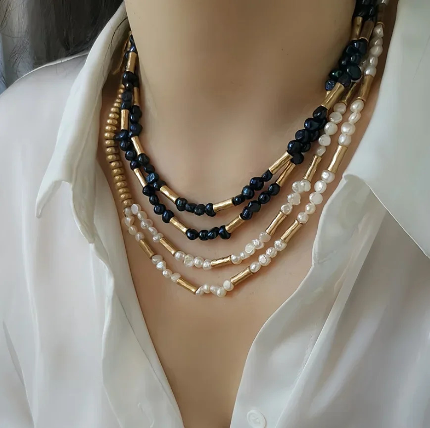 European and American niche n irregular natural pearl necklace 241017