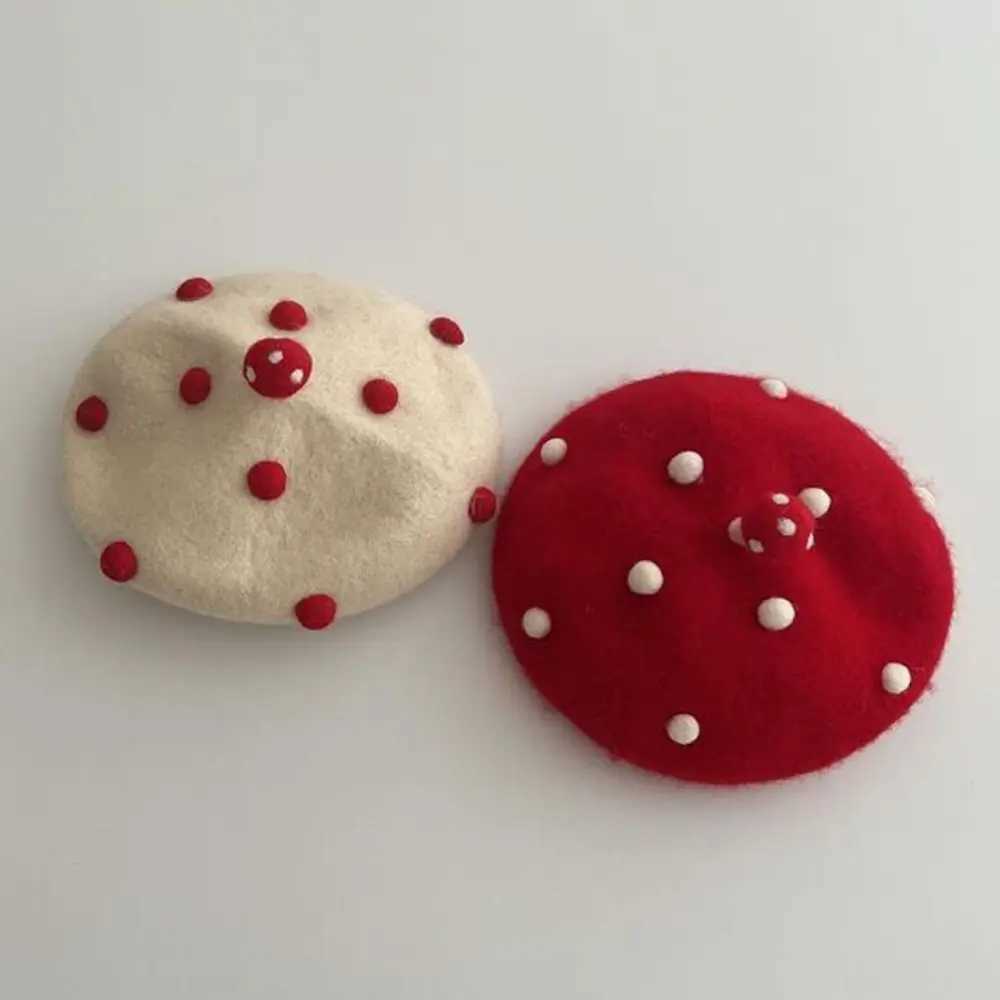 Woolen Baby Beret Hat Korean Soft Warm Children Newsboy Cap Mushroom Cute Kids Berets Boys Girls LX241018