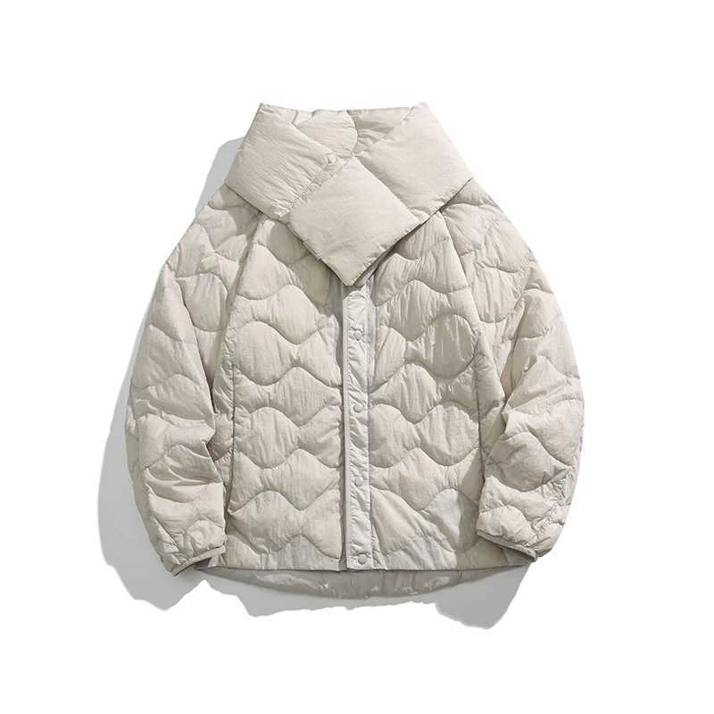 Winter Down Jacket Mens Trendy Three-proof Lightweight White Duck Down Coat Women Brand Detachable Scarf Collar Short Jacket LX241018