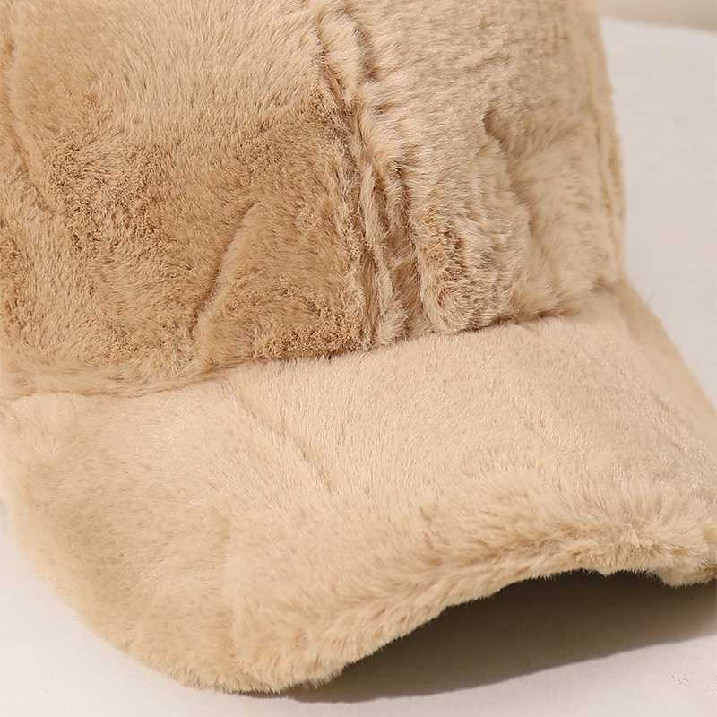 2023 New Fluffy Baseball Cap For Men Women Winter Thick Plush Peaked Hat Faux Fur Duck Tongue Caps Warm Ear Protection BonnetX241018