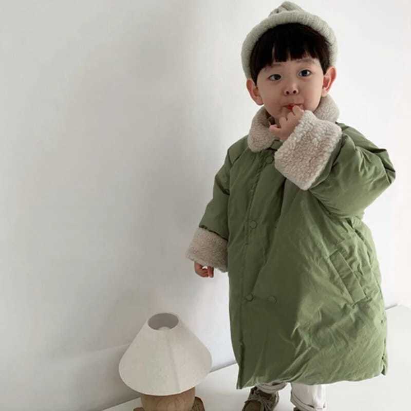 Boys outerwear cotton jacket long warm and velvet thick winter childrens clothing M241018