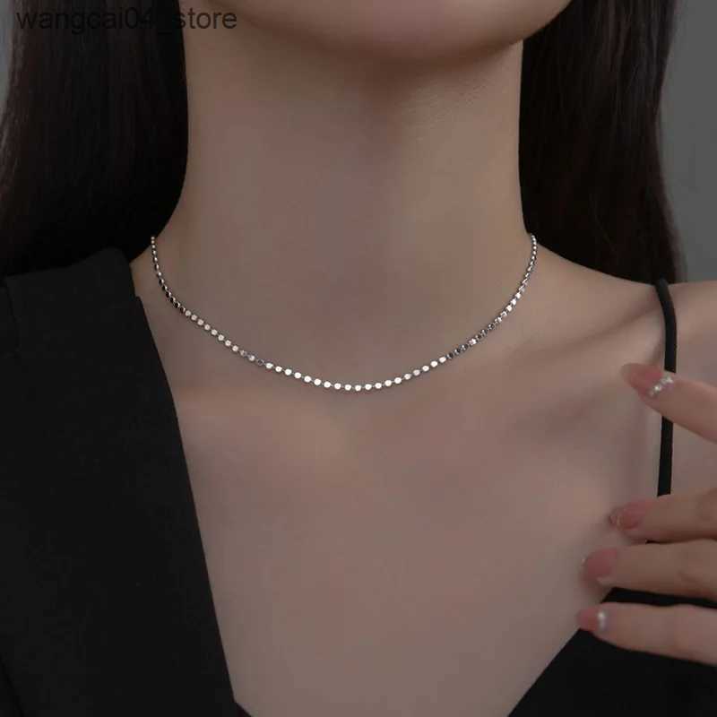 Chokers INZATT Real 925 sterling silver bead chain necklace suitable for fashionable women classic exquisite jewelry minimalist geometric Bijoux L2409