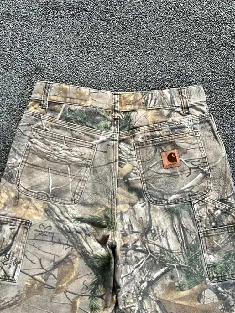 Summer treet Mens Camouflage Printed Straight Pants Amrican Casual Beach Jeans Male Vintage Washed Wide Leg Trousers 241018 - view 7