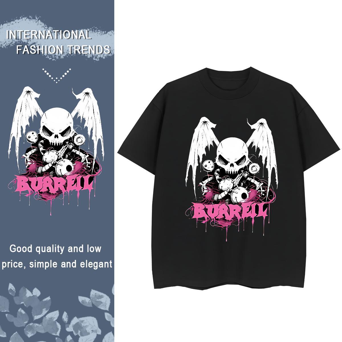 2024 T-Shirts 230g Cotton O-Neck Short Sleeve Casual Sport skull Couples T Shirts High quality Custom Print Plus Size Top Shirts