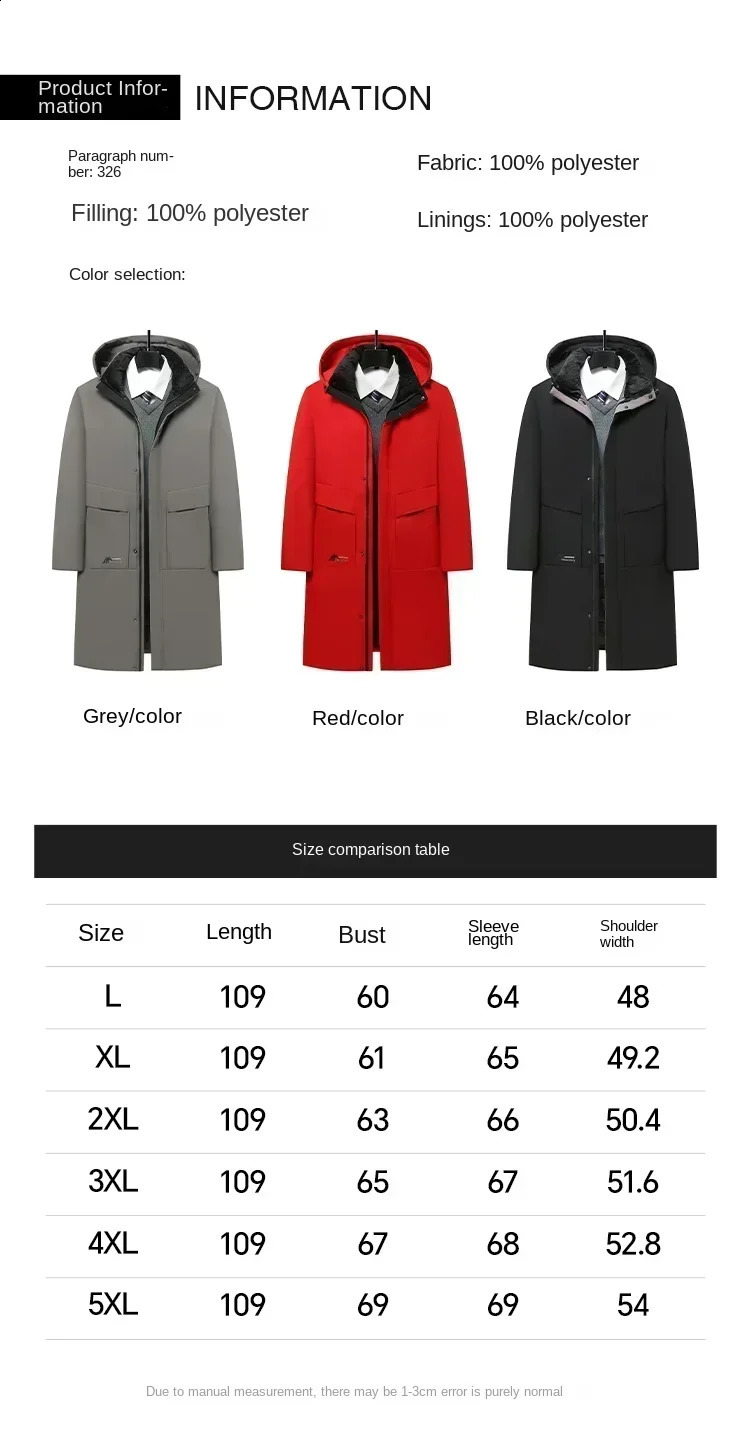 Winter Jacket Mens Long Business Thickened Down Cotton Warm Parkas Mens Street Snow Cold-proof Hooded Padded Coat 241017