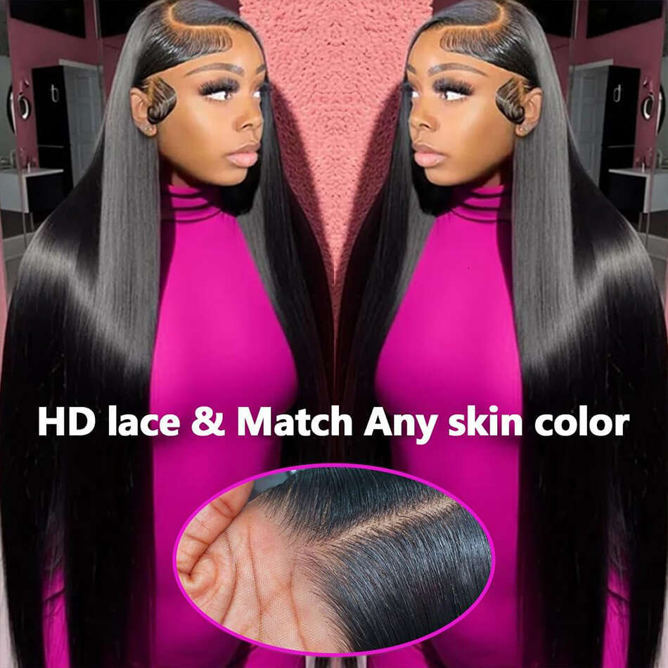 13x4 Straight Lace Front Human Wigs For Black Women Brazlian Virgin Wig Pre Plucked With Baby Hair Natural Color XVE