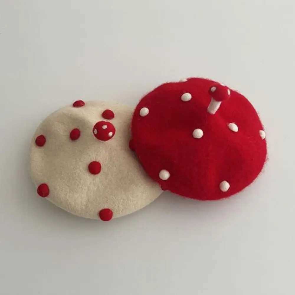 Woolen Baby Beret Hat Korean Soft Warm Children Newsboy Cap Mushroom Cute Kids Berets Boys Girls LX241018