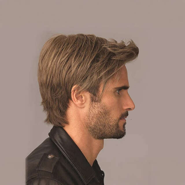 Hair Fashion Handsome Men's Mechanized Synthetic Wig Full Headset Wigs