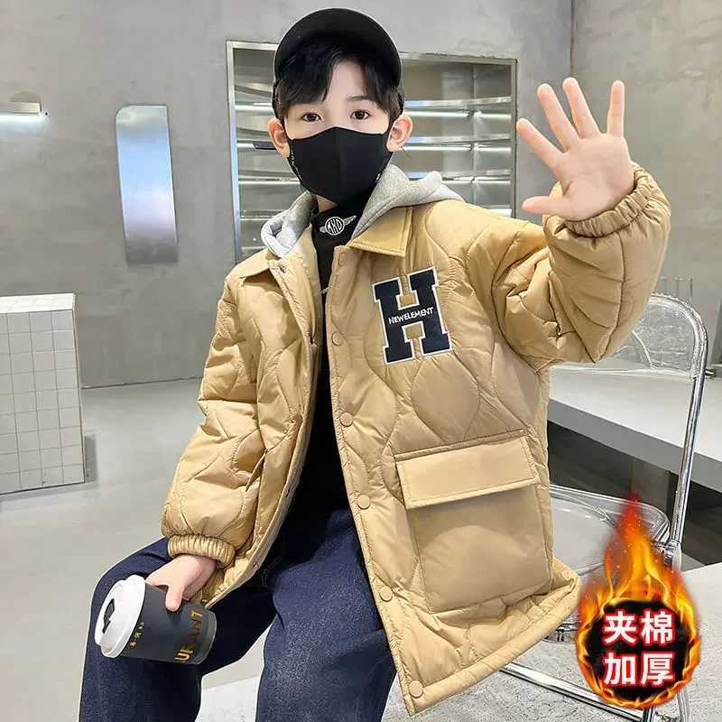 boys winter clothing Korean childrens boys jackets cotton jackets thick warm outdoor clothing teenagers loose jackets 5-14Y M241018