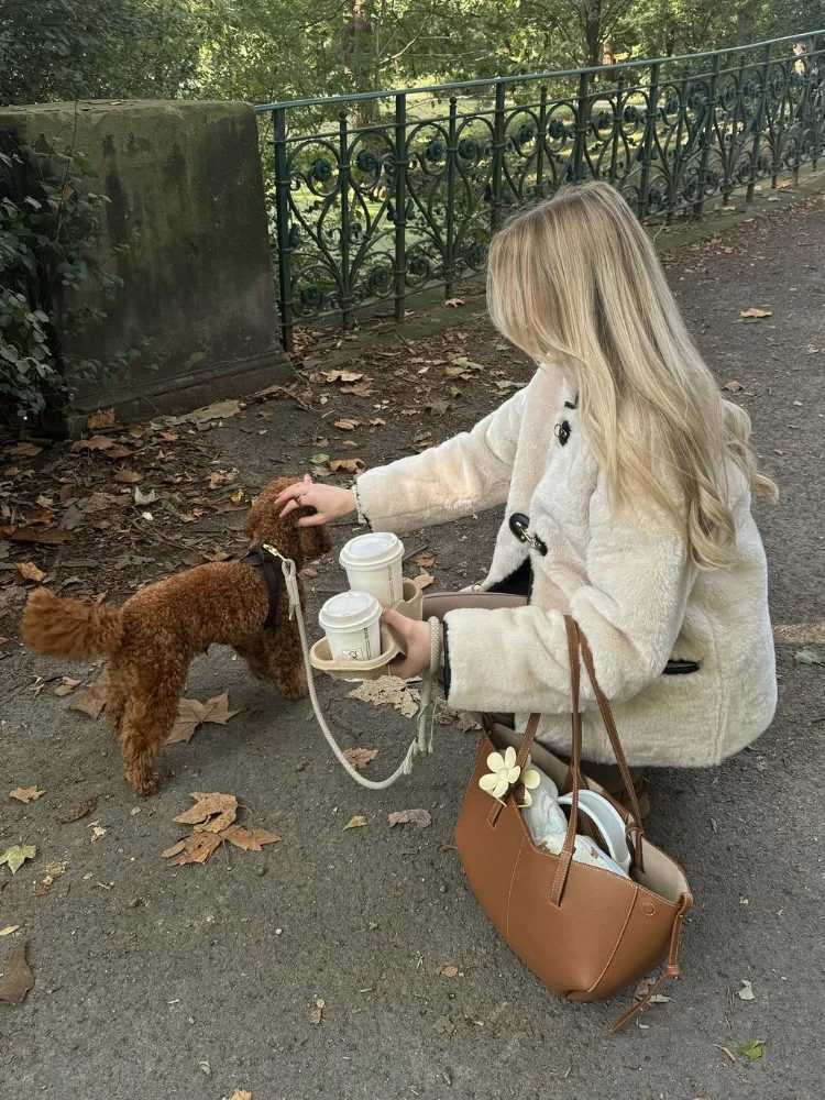 Casual Solid Lamb Wool Split Womens Jacket Fashion O-neck Double Breasted Pocket Coat Luxury Thick Lady High Street Outerwear X241018