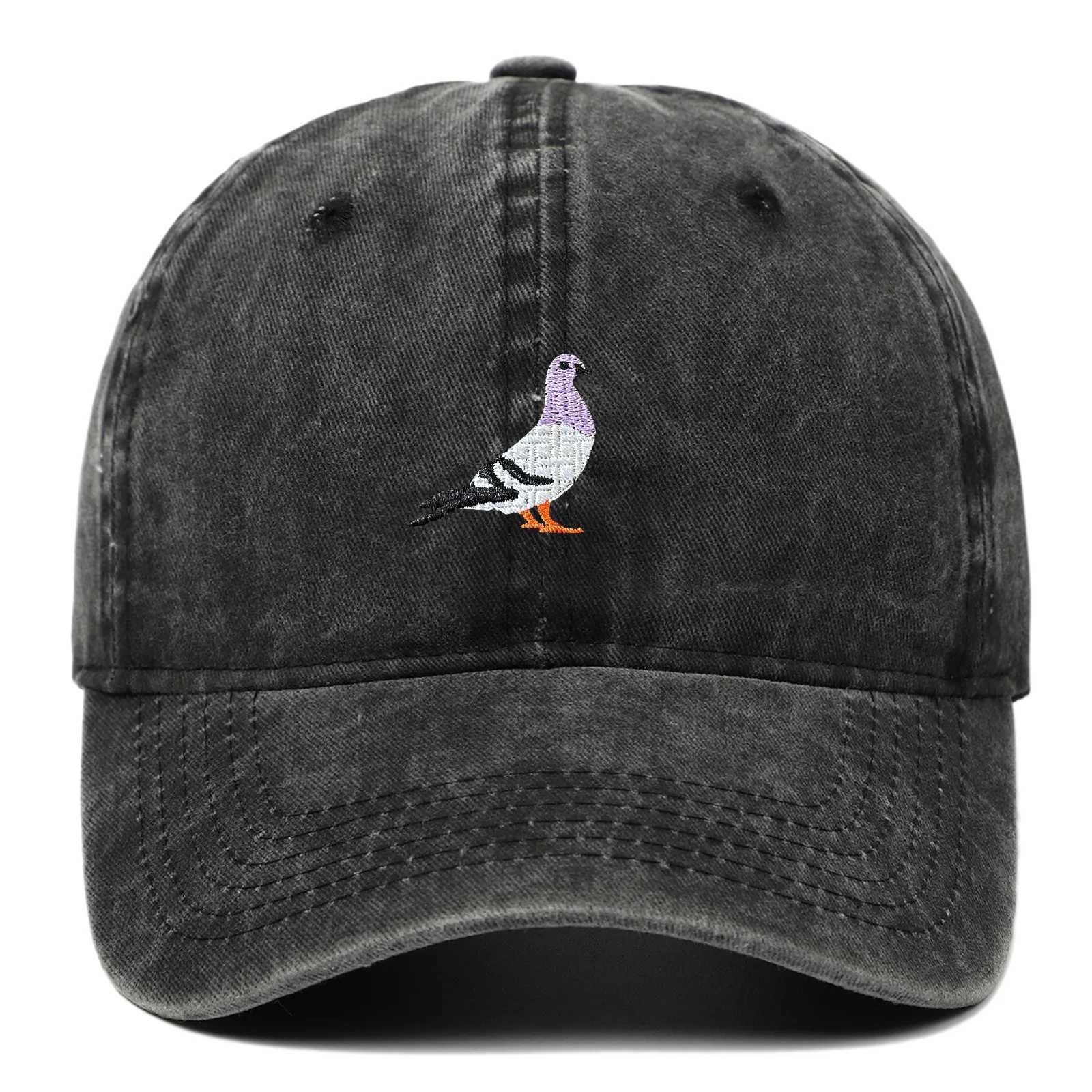 2024 Spring New Pigeon Embroidered Water Washed Sunscreen Sun Hat for Men and Women Outdoor Sports Fishing Sunshade Baseball HatX241018