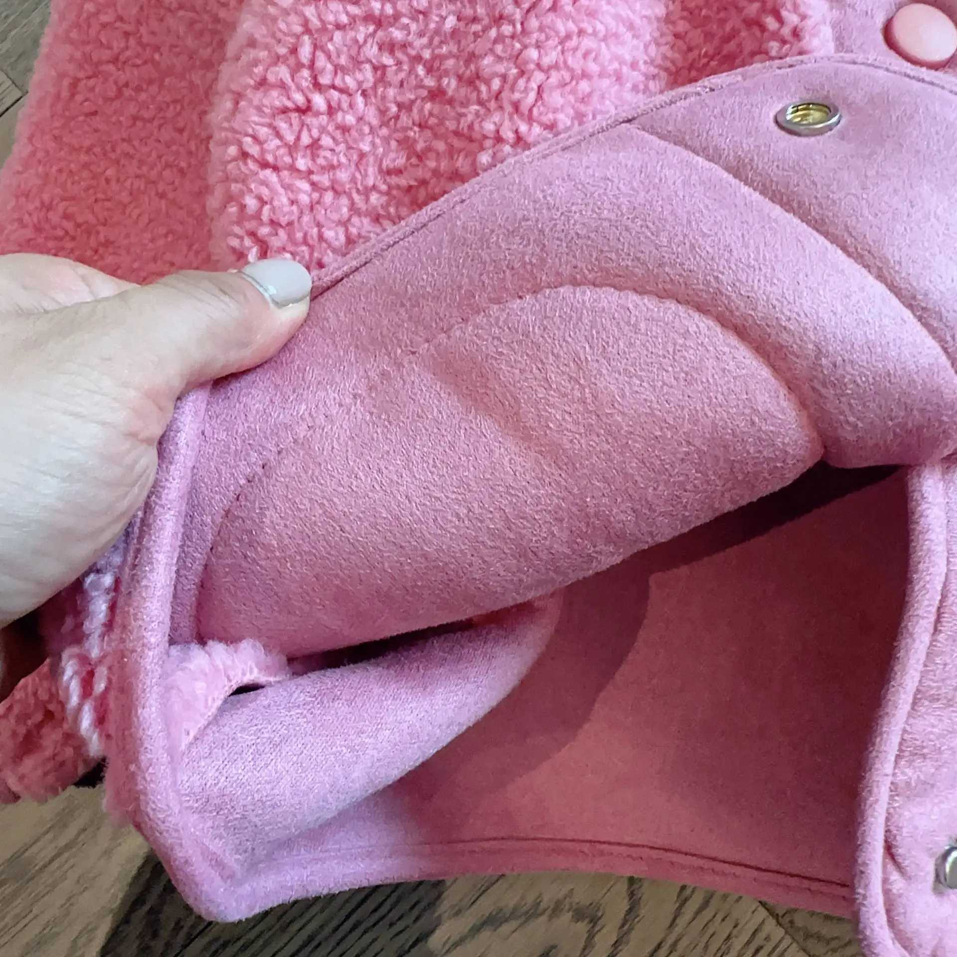Jacket Korean childrens clothing winter for boys and girls wool loose jacket thick cotton round neck pocket solid M241018