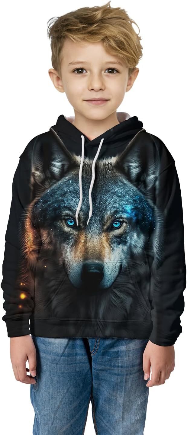 Hoodie for Mens Womens Kids Hoodies Girls Sweatshirt For Wolf Cat Dog Dinosaur Animals Lover Teen Boys Hoodie Colorful Tie Dye Trend and fashion