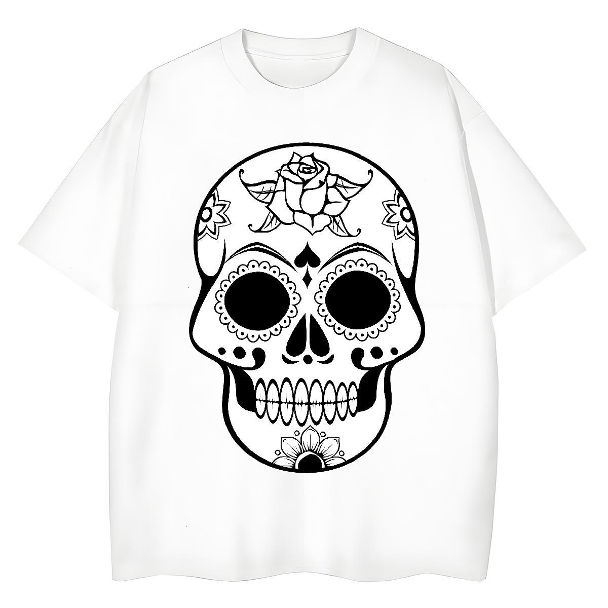 New Arrival T-Shirts 230g Cotton Breathable Hip Hop skull Woman Tshirt Brand Black Oversized Tops Tees