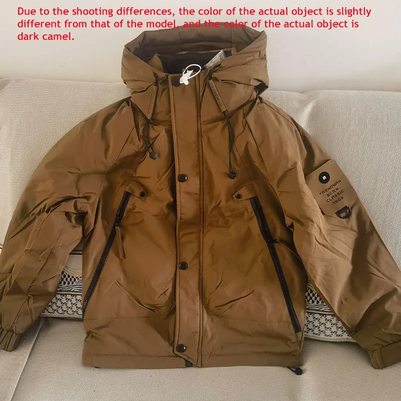 White Duck Down Three Proof Jacket Men Fall Winter Loose Thick Warm Coat Oudoor Trekking Ski Stormsuit Travel Windbreaker 241018