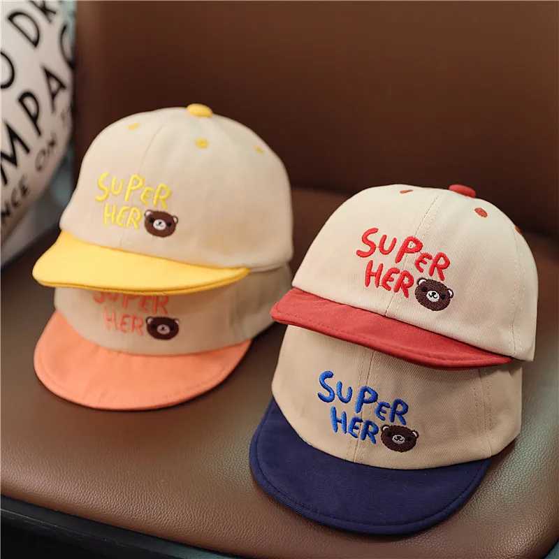 Cute Baby Summer Hat Letter Bear Embroidery Infant Boy Girl Baseball Cap Korean Casual Patchwork Toddler Peaked Caps LX241018