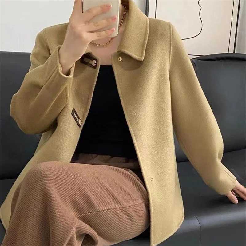 Women Woolen Coat Autumn Winter 2024 New Fashion Leisure Loose Double-Sided Cashmere Wool Coat Female Jackets Overcoat Tops 5XLX241009