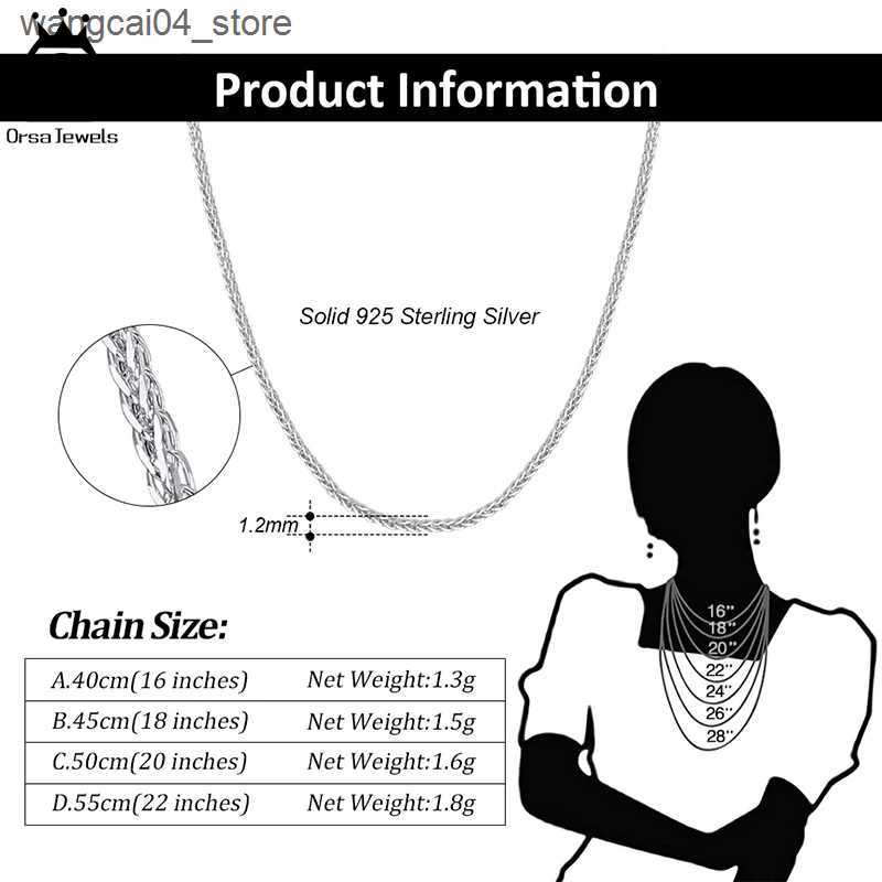 Chokers ORSA JEWELS Italian handmade 1.2mm Chopin chain necklace solid 925 sterling silver womens 14K gold-plated chain jewelry SC53 L240910