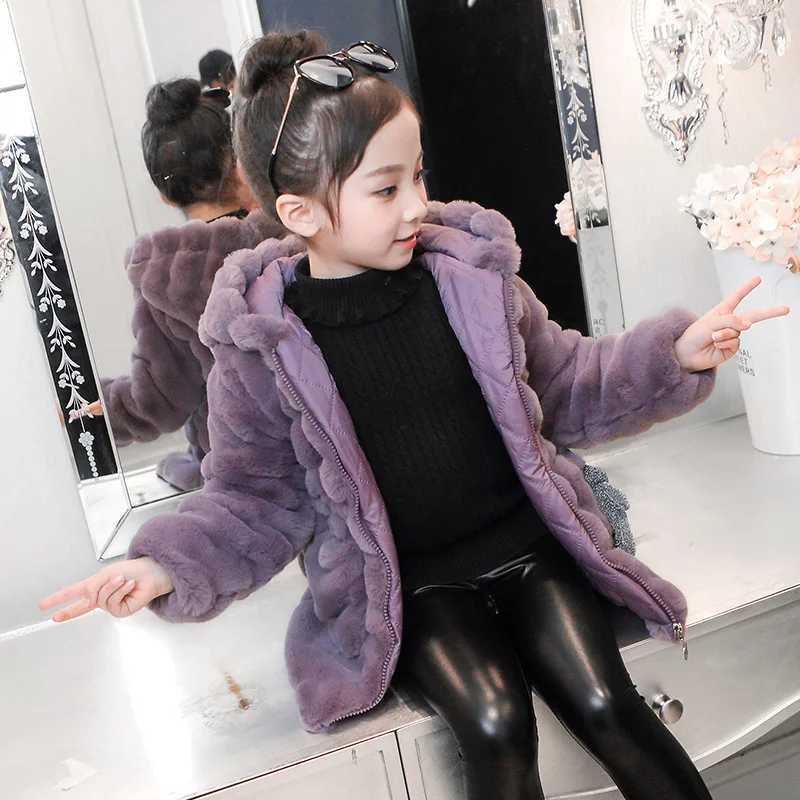 Girls coat cotton coat fur warm and thick winter gift childrens clothing M241018