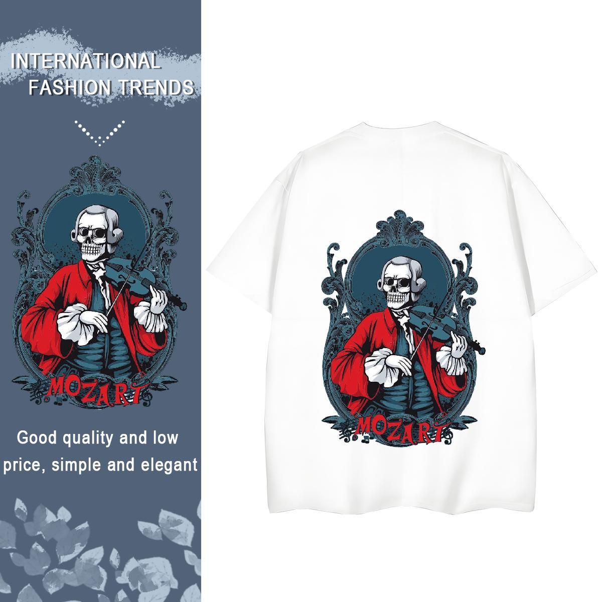 2024 T Shirts Women 100% Cotton 230g Crew Neck Sports Casual skull Woman Tshirt 5A Plus Size Cartoon Tops Shirt