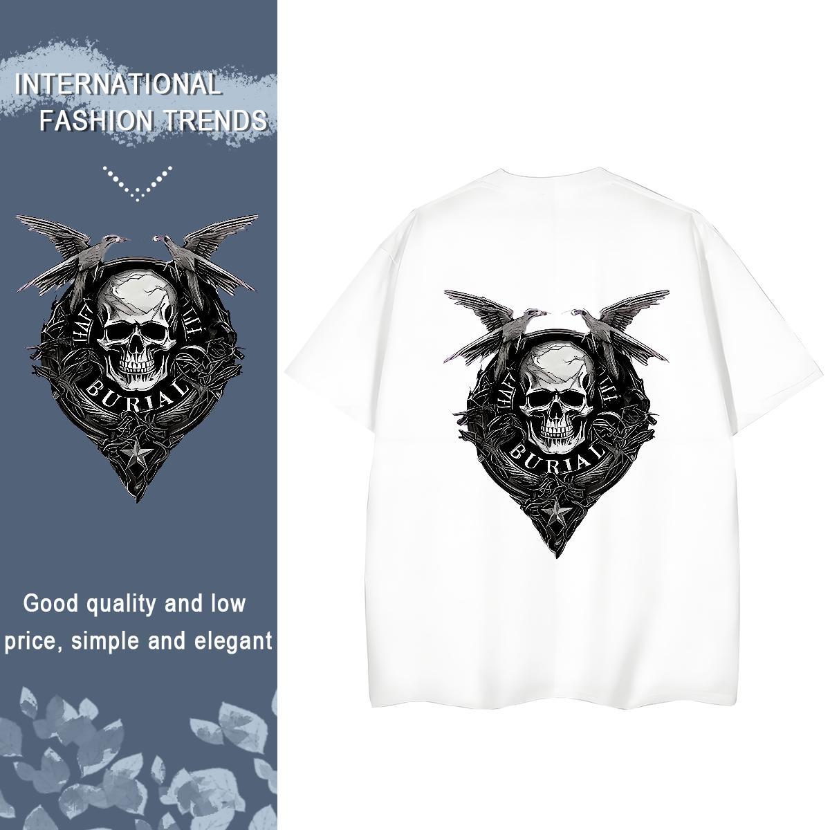 Brand Woman T Shirts 230g Cotton Breathable Short Sleeve Sports Street Wear skull Women Tees Nice Custom Printing Tops Shirt
