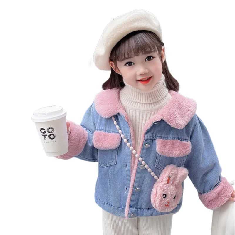 Girls outerwear winter cotton windproof Jean Warm Thicken youth outerwear plus size childrens clothing M241018