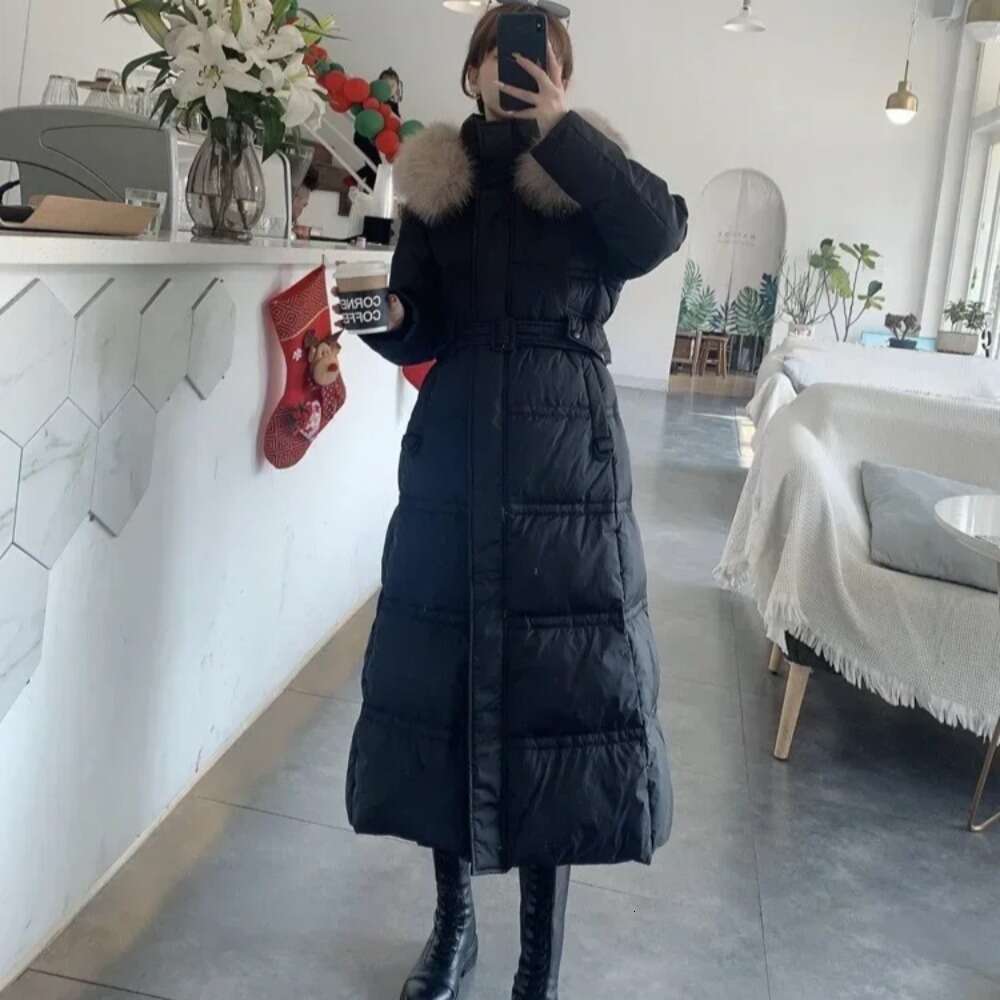 Women Fox Collar 2024 Real Fur Coat Fashion White Duck Down Loose Jacket Winter Female Outerwear Coats