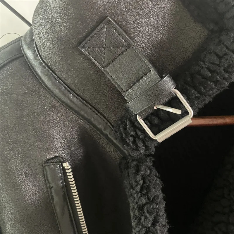 Warm winter high-quality collar suede tube double-sided motorcycle punk mens warm winter leather jacket 241007