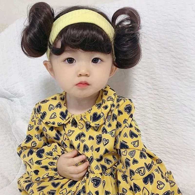 Hair accessories Fashion Cute Buns Baby Girl Wig Hat Cap Hairpiece Cosplay Newborn Children Headbands Headwear for Kids Girls LX241018