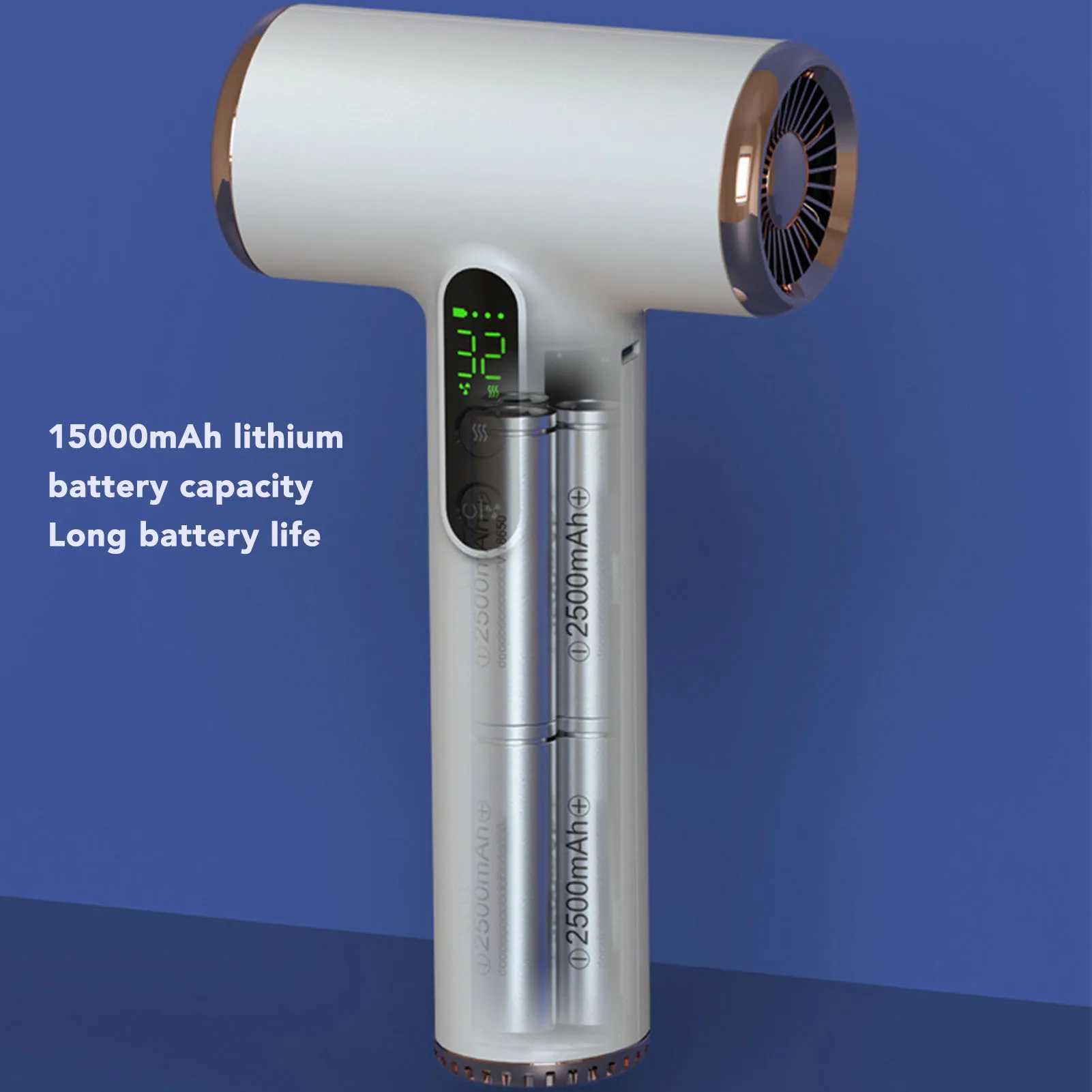 Compact hair dryer USB charging high-power 3-speed cordless hair dryer with digital screen suitable for outdoor women W241018